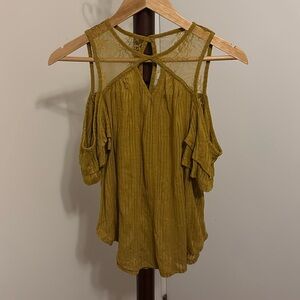 Golden cut out lace top